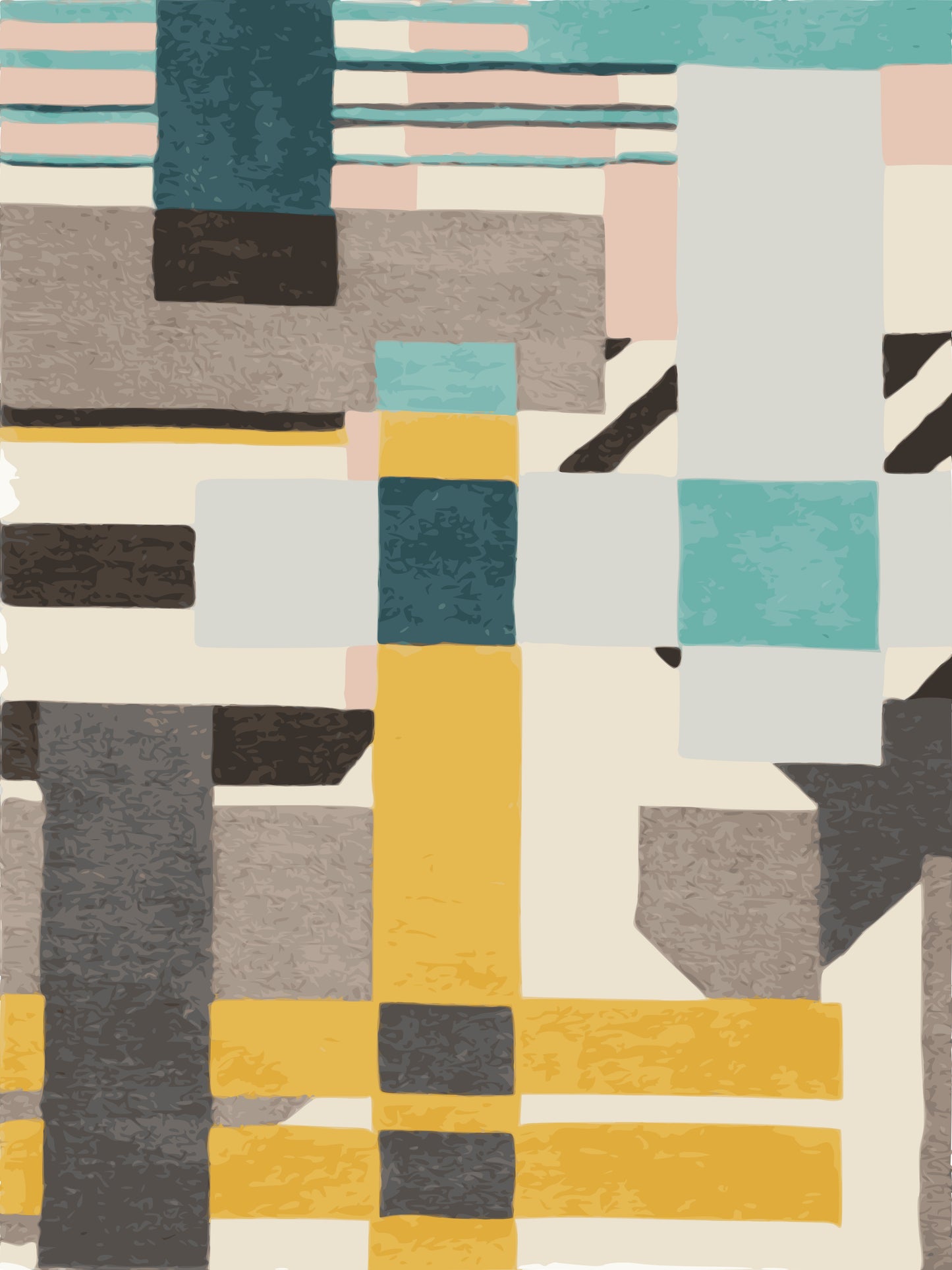 Kameleon Colorblock Rug 1 – Custom Size, Washable, Anti-Slip