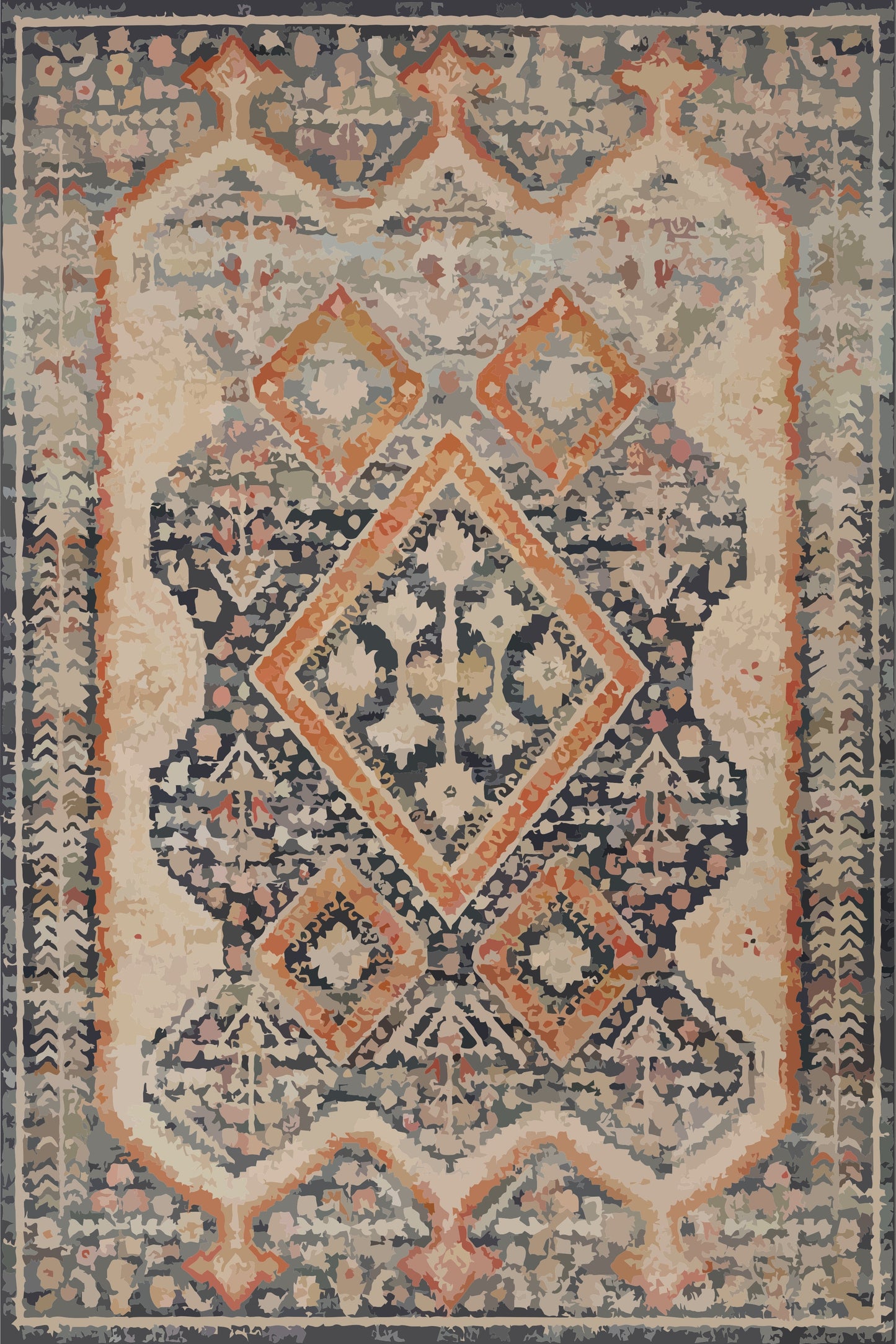 Kameleon Boho 43 Rug – washable, anti-slip felt rubber, eco-friendly custom design