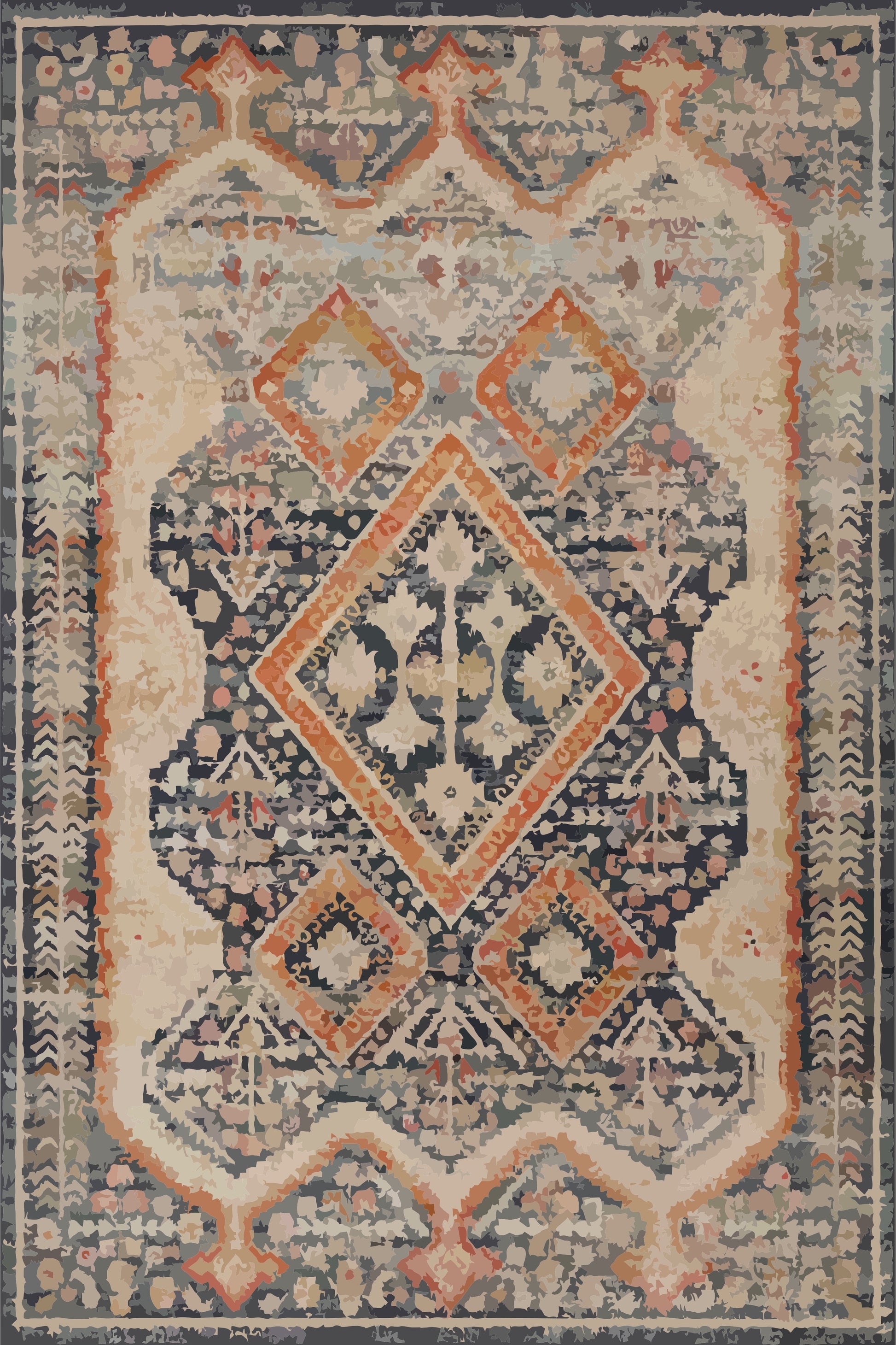 Kameleon Boho 43 Rug – washable, anti-slip felt rubber, eco-friendly custom design